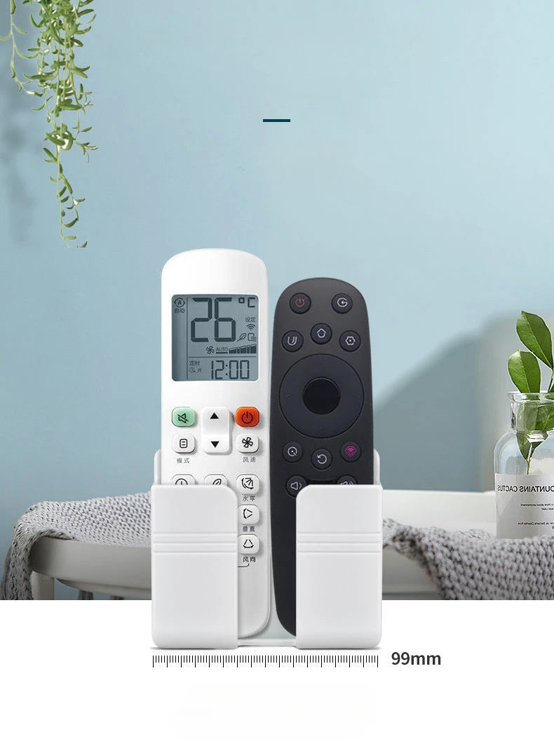 Wall Mount Phone Holder White Punch Free Wall Mobile Phones Charging Stand Lazy Sticky Remote Control Storage Box