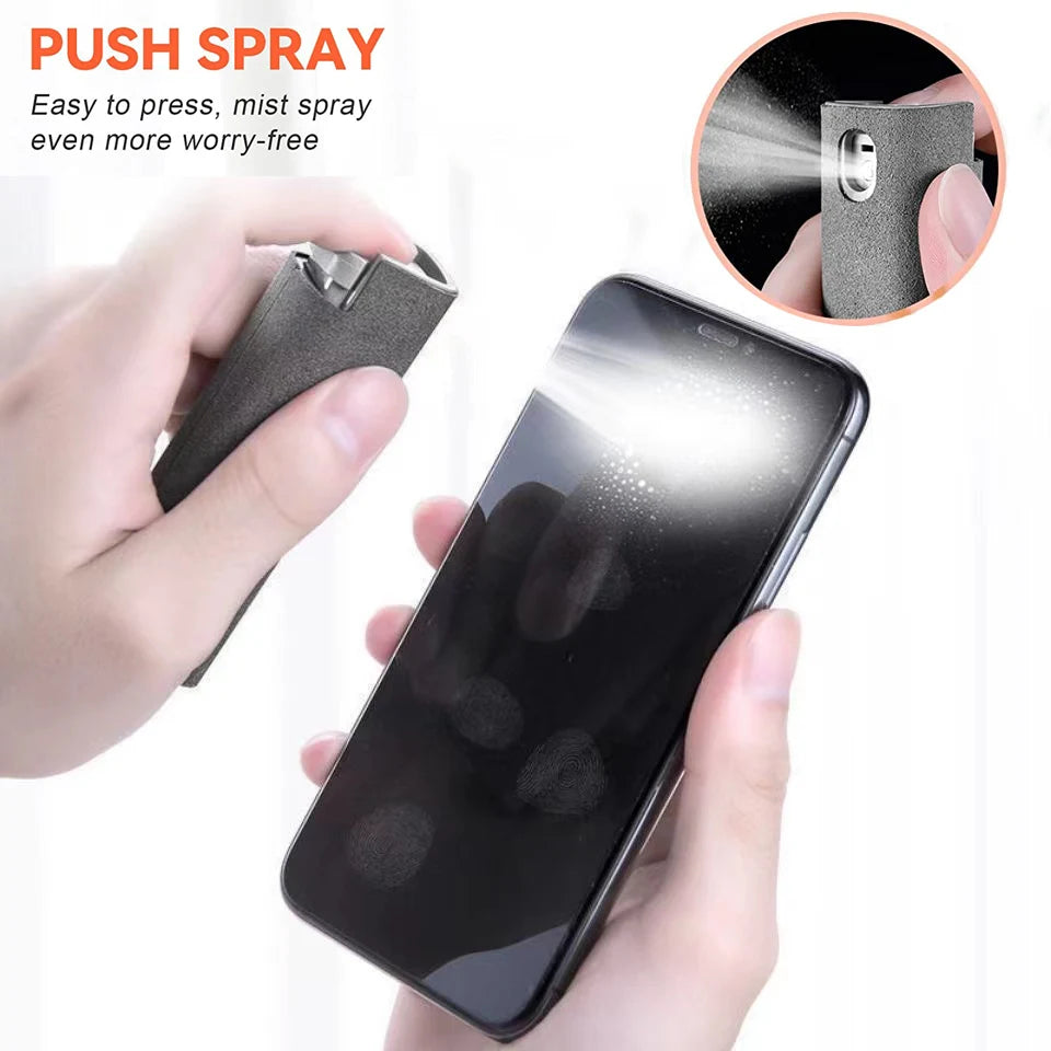 2 in 1 Microfiber Screen Cleaner Spray Bottle Set Mobile Phone Ipad Computer Microfiber Cloth Wipe Iphone Cleaning Glasses Wipes